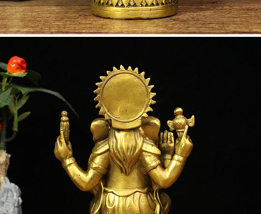 Bronze Ganesha Statue – Elephant Trunk God Idol for Home & Office Décor