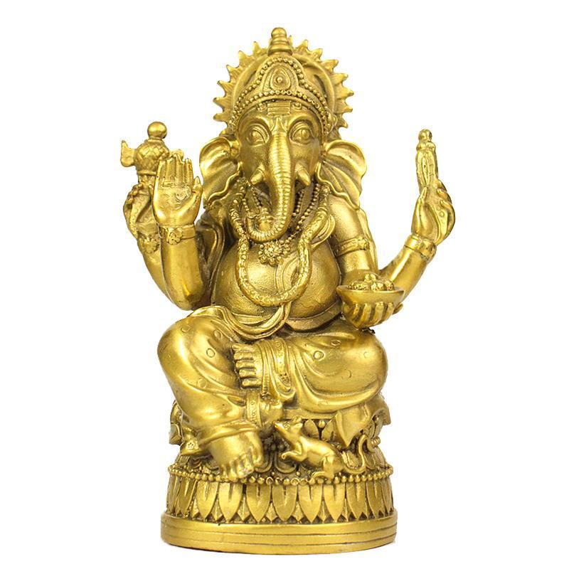 Bronze Ganesha Statue – Elephant Trunk God Idol for Home & Office Décor