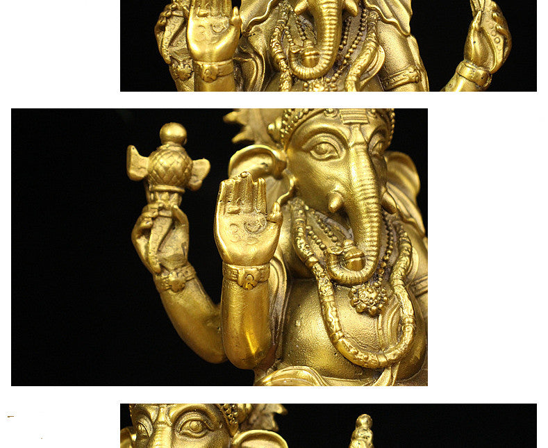 Bronze Ganesha Statue – Elephant Trunk God Idol for Home & Office Décor