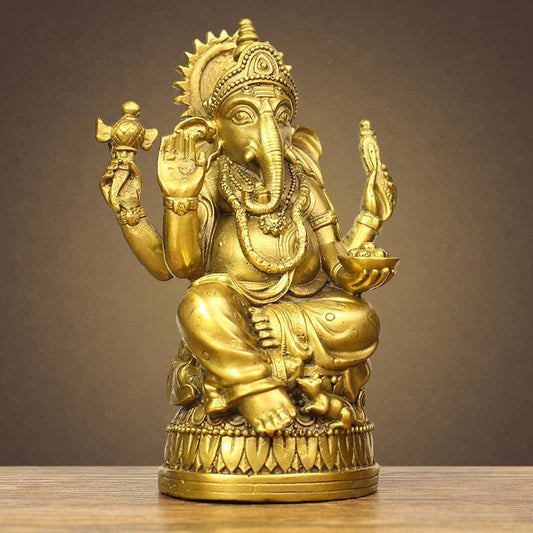 Bronze Ganesha Statue – Elephant Trunk God Idol for Home & Office Décor