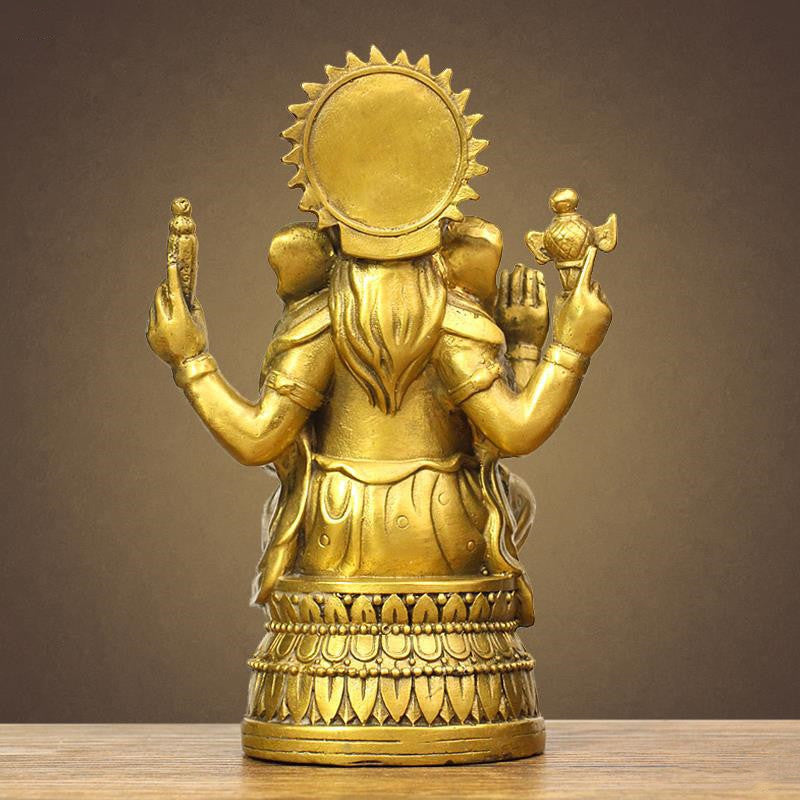 Bronze Ganesha Statue – Elephant Trunk God Idol for Home & Office Décor