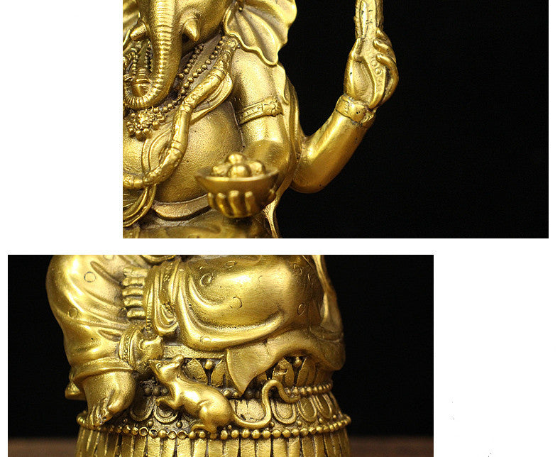 Bronze Ganesha Statue – Elephant Trunk God Idol for Home & Office Décor